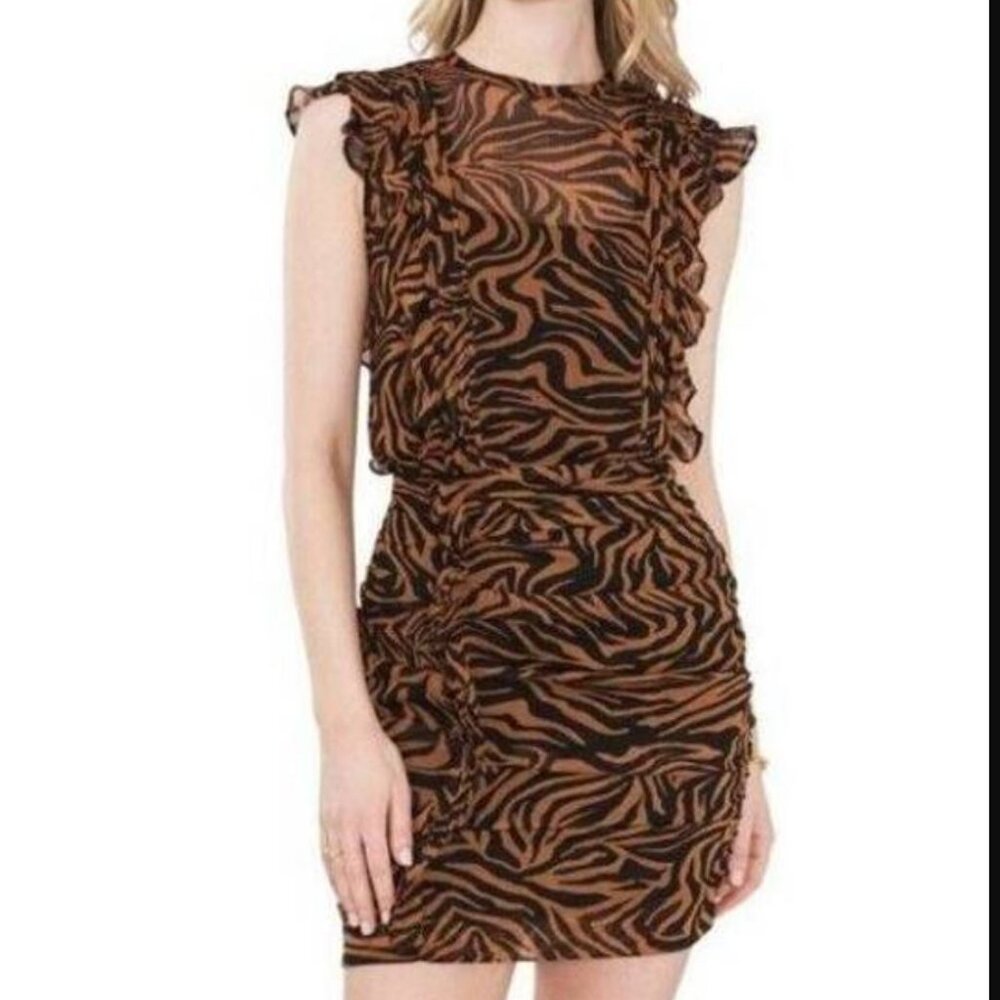 Express Animal Print Ruffled Mini Dress